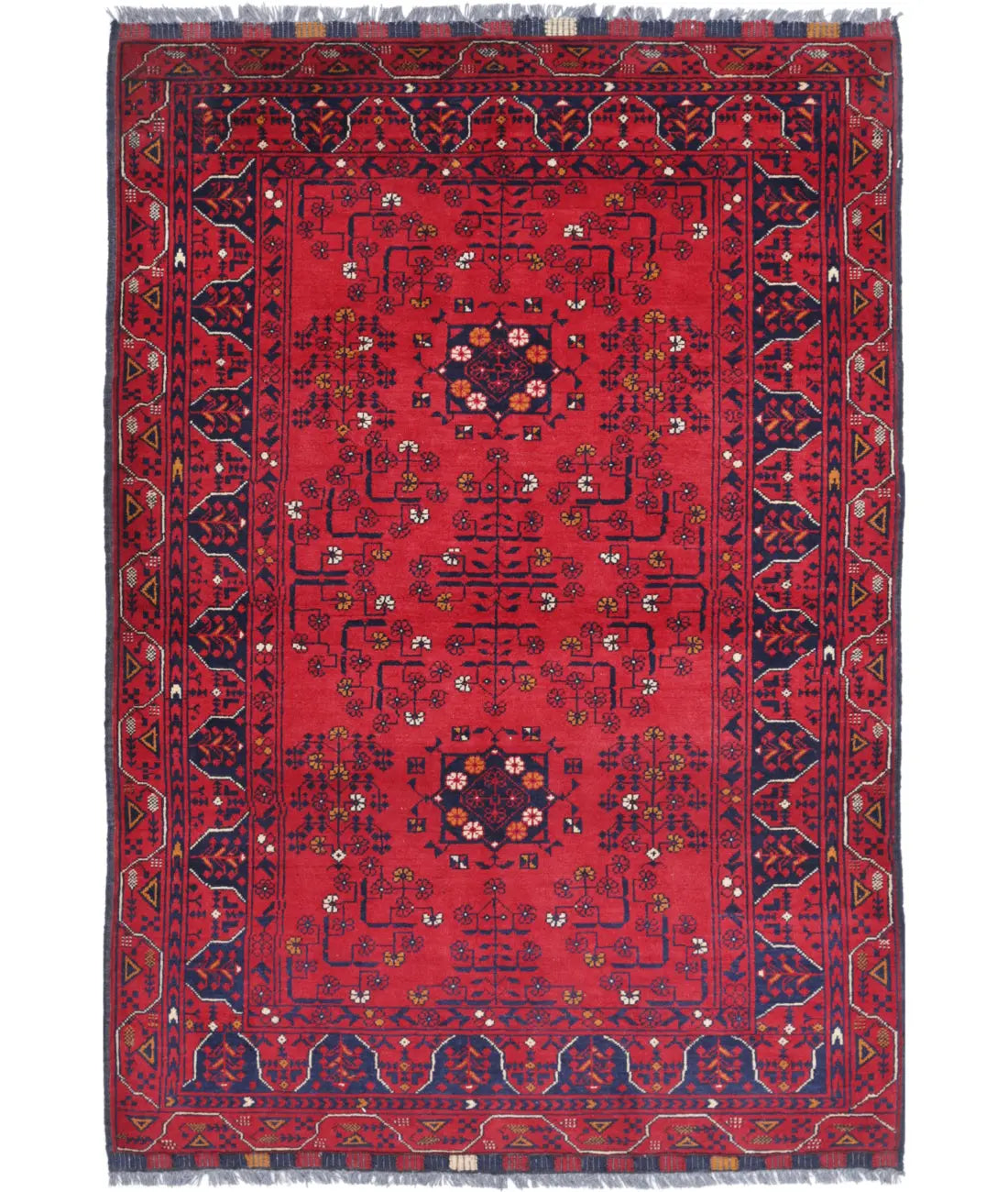 Hand Knotted Afghan Khamyab Wool Rug - 3'3'' x 4'9''