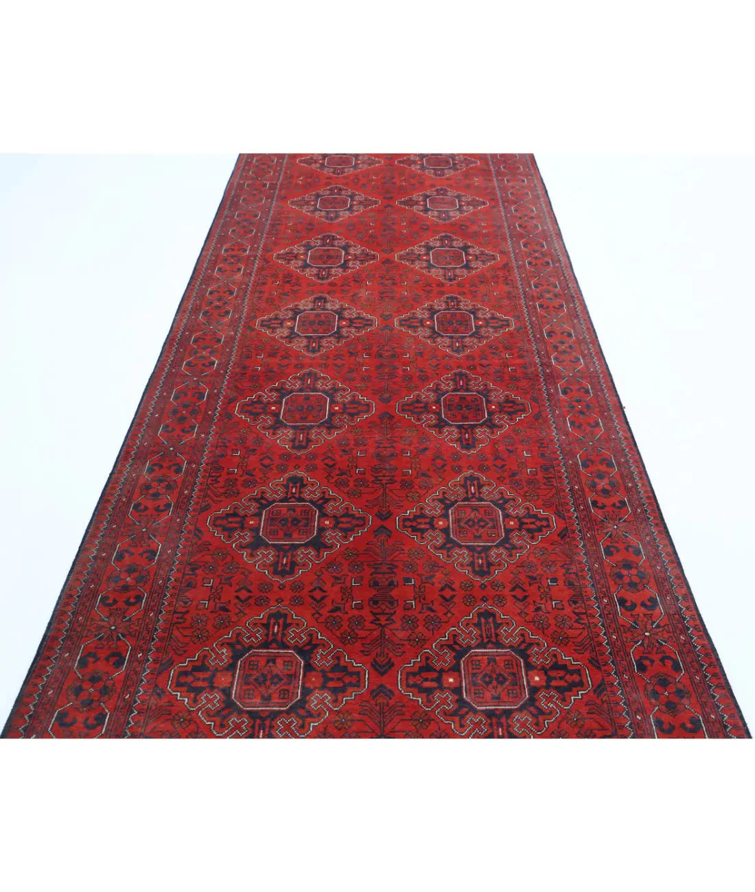 Hand Knotted Afghan Khamyab Wool Rug - 4'2'' x 16'0''