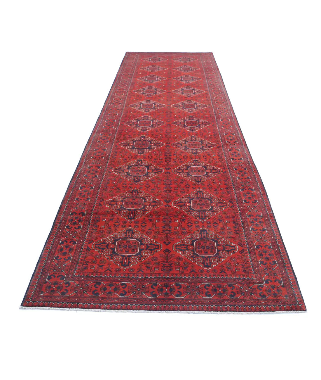 Hand Knotted Afghan Khamyab Wool Rug - 4'2'' x 16'0''