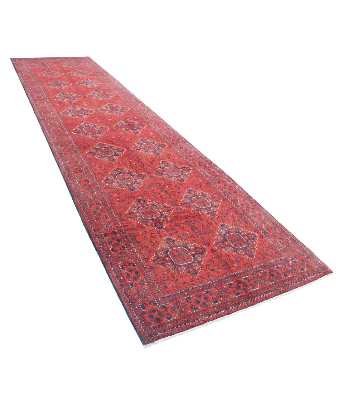 Hand Knotted Afghan Khamyab Wool Rug - 4'2'' x 16'0''