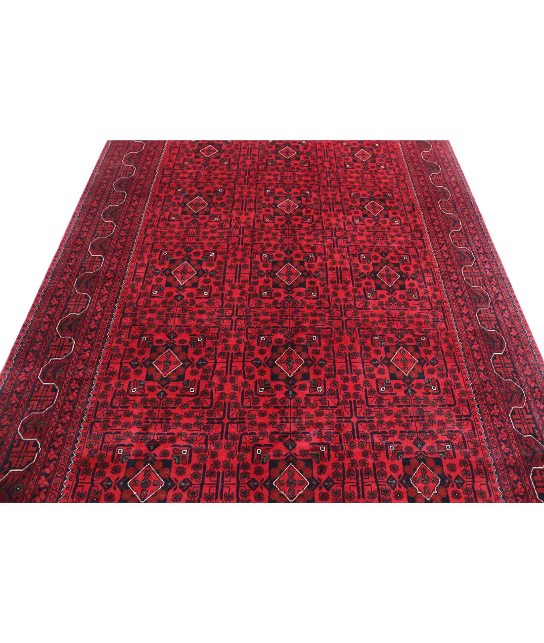 Hand Knotted Afghan Khamyab Wool Rug - 6'6'' x 9'5''