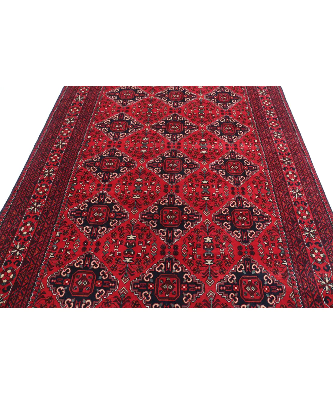 Hand Knotted Afghan Khamyab Wool Rug - 6'6'' x 9'6''