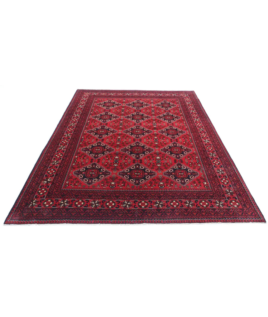 Hand Knotted Afghan Khamyab Wool Rug - 6'6'' x 9'6''