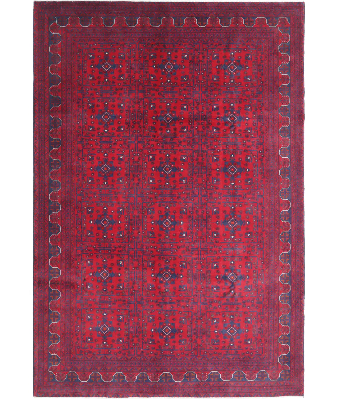 Hand Knotted Afghan Khamyab Wool Rug - 6&#39;7&#39;&#39; x 9&#39;8&#39;&#39;