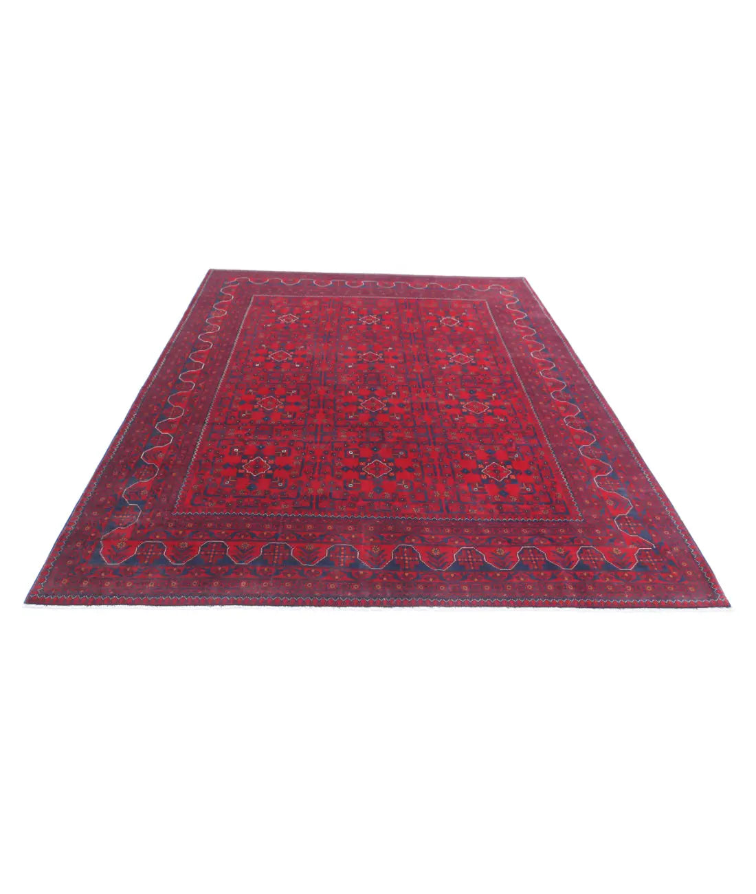 Hand Knotted Afghan Khamyab Wool Rug - 6'8'' x 9'4''