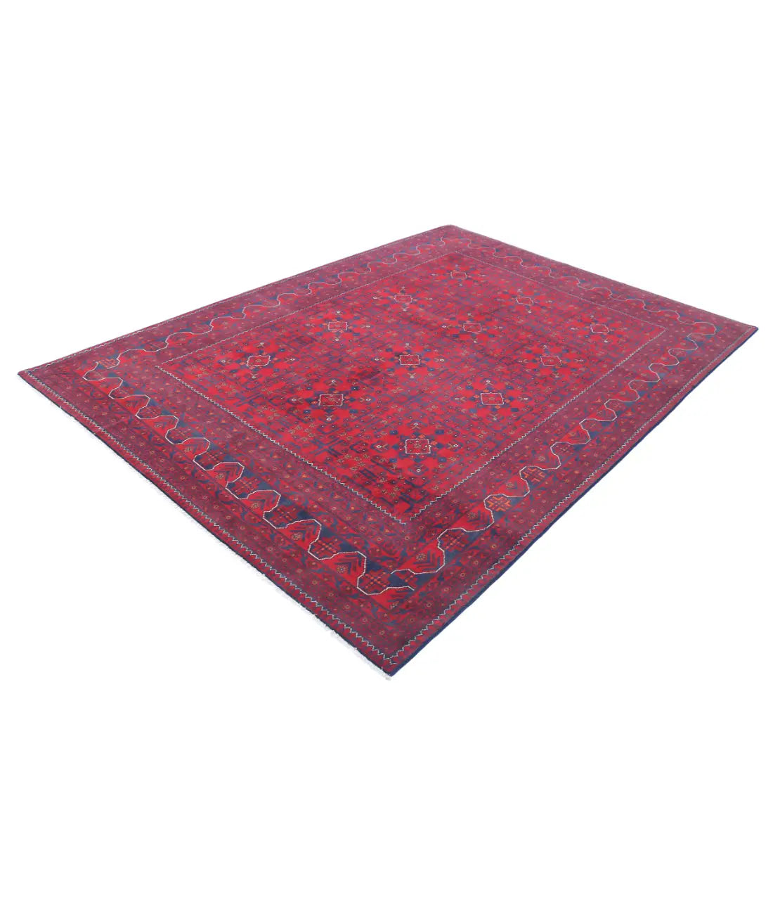 Hand Knotted Afghan Khamyab Wool Rug - 6'8'' x 9'4''