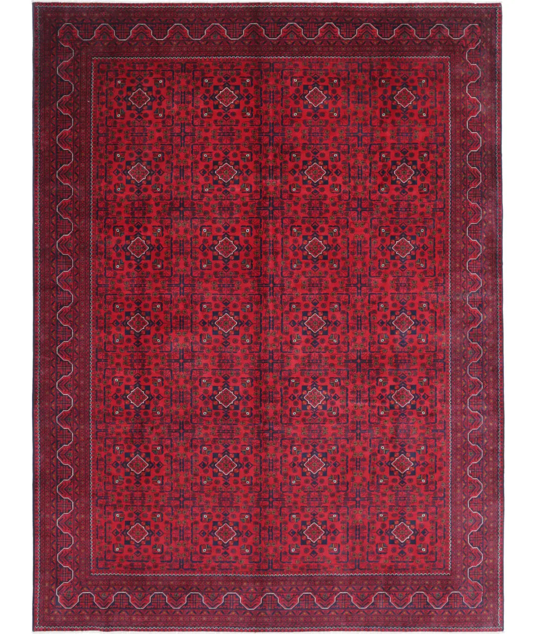 Hand Knotted Afghan Khamyab Wool Rug - 8&#39;4&#39;&#39; x 11&#39;3&#39;&#39;