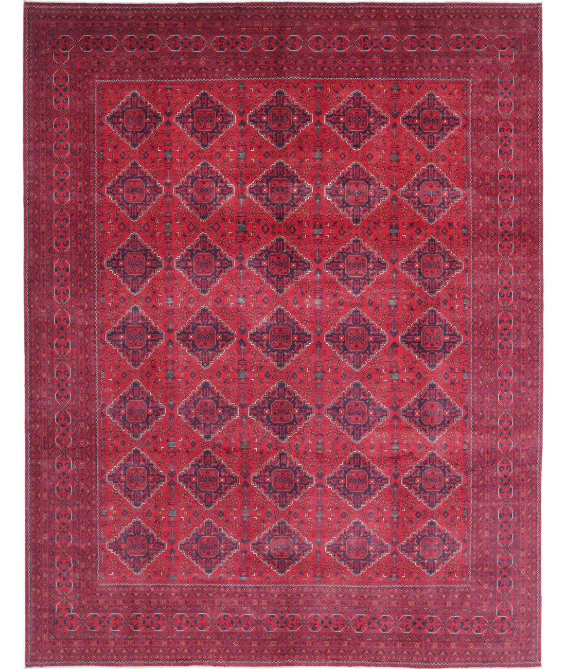 Hand Knotted Afghan Khamyab Wool Rug - 9'8'' x 12'4''