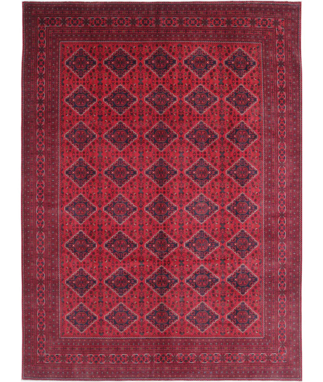 Hand Knotted Afghan Khamyab Wool Rug - 9&#39;9&#39;&#39; x 13&#39;3&#39;&#39;