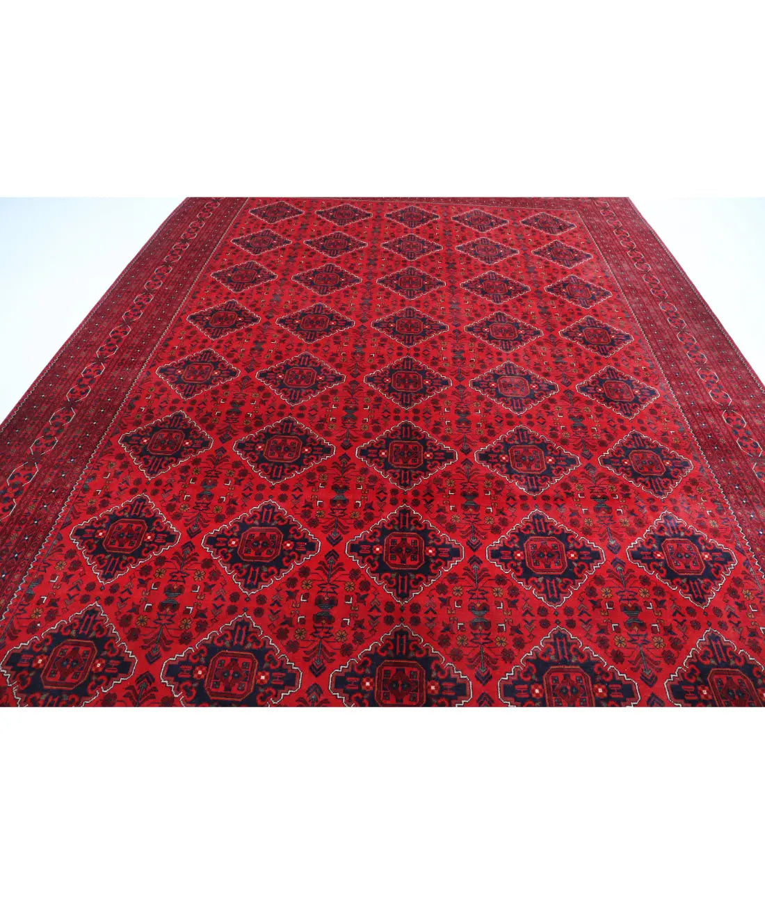 Hand Knotted Afghan Khamyab Wool Rug - 9'9'' x 13'3''