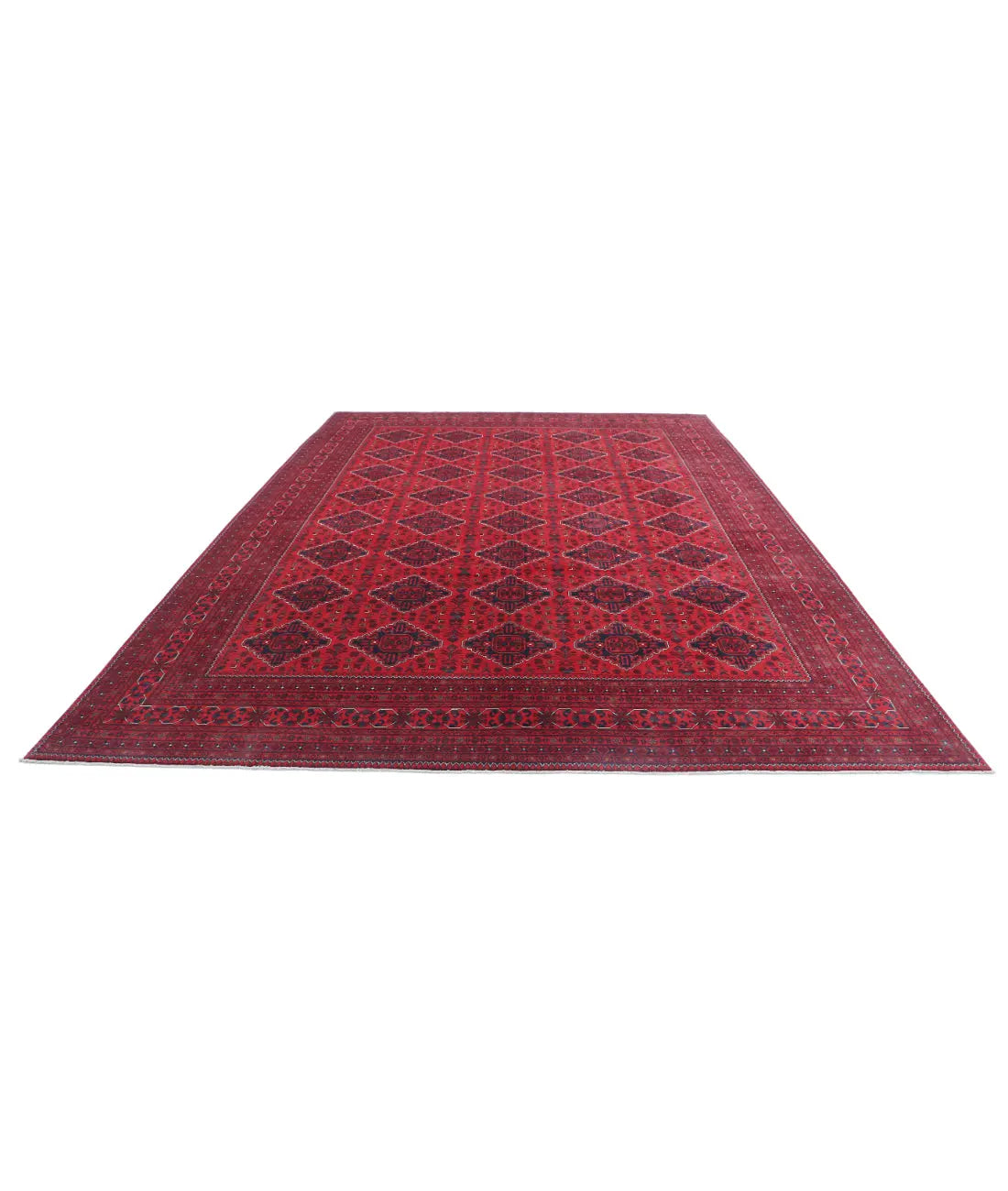 Hand Knotted Afghan Khamyab Wool Rug - 9'9'' x 13'3''