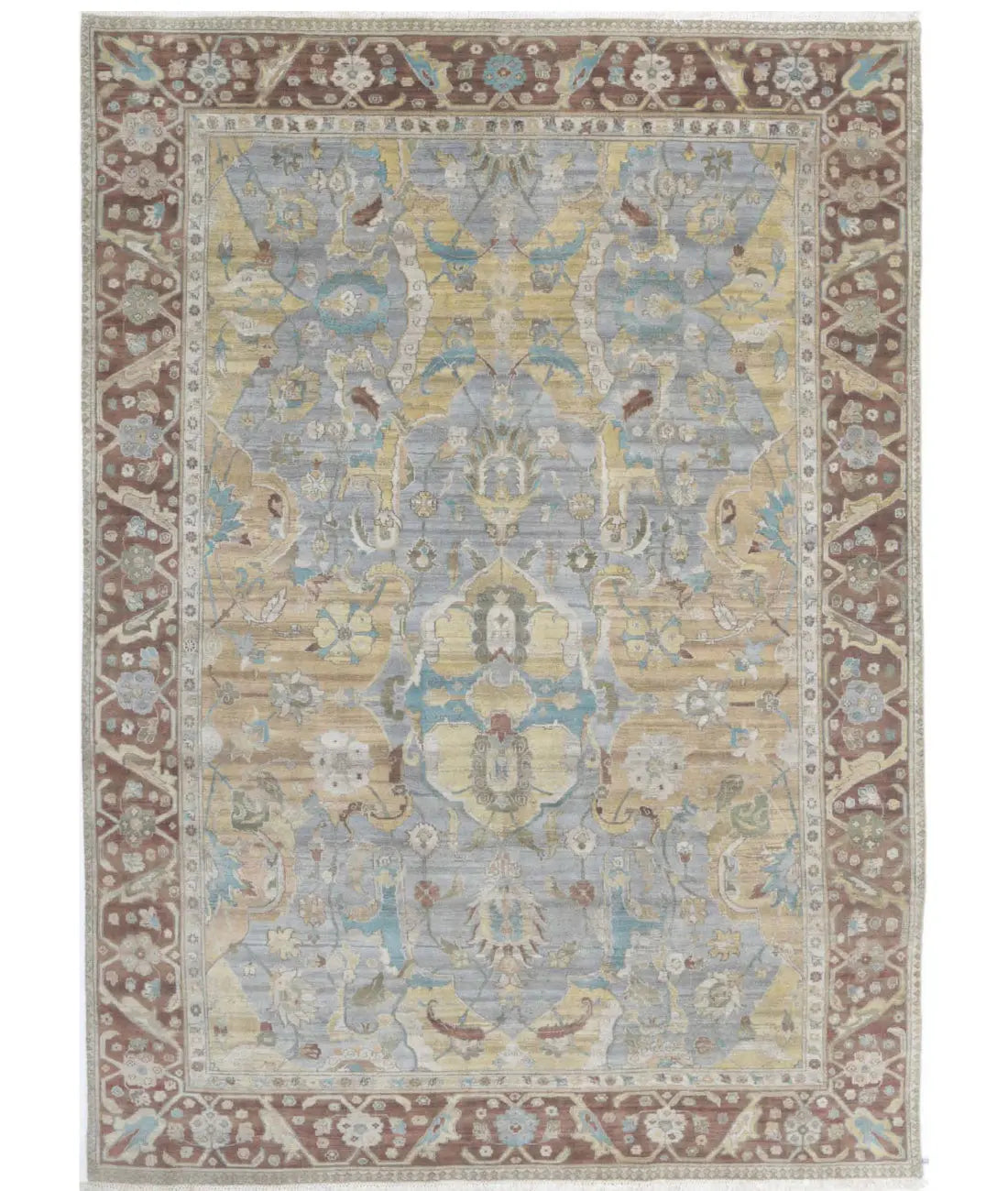 Hand Knotted Agra Polonaise Wool Rug - 8&#39;1&#39;&#39; x 11&#39;4&#39;&#39;