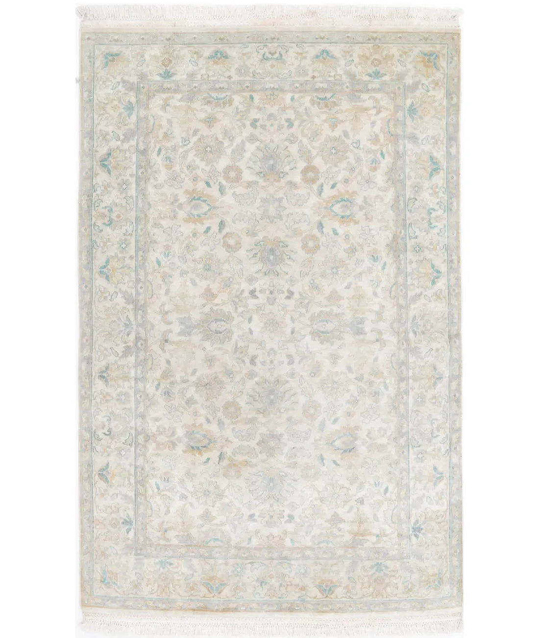 Hand Knotted Agra Wool Rug - 3&#39;11&#39;&#39; x 6&#39;0&#39;&#39;