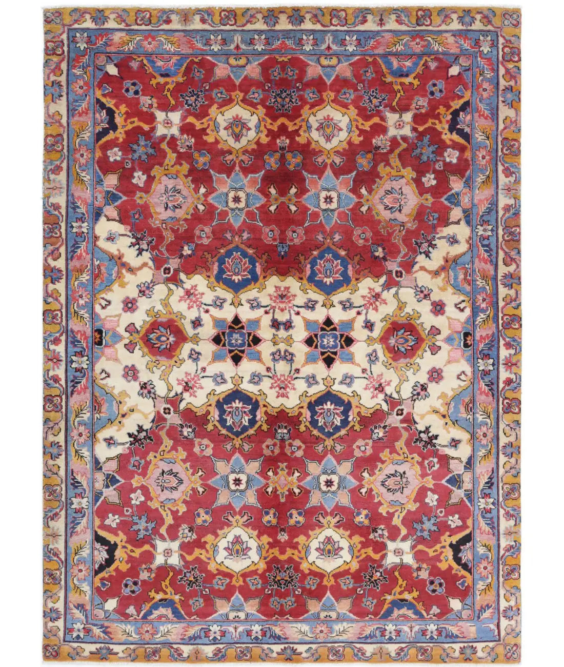 Hand Knotted Agra Wool Rug - 5'0'' x 7'0''