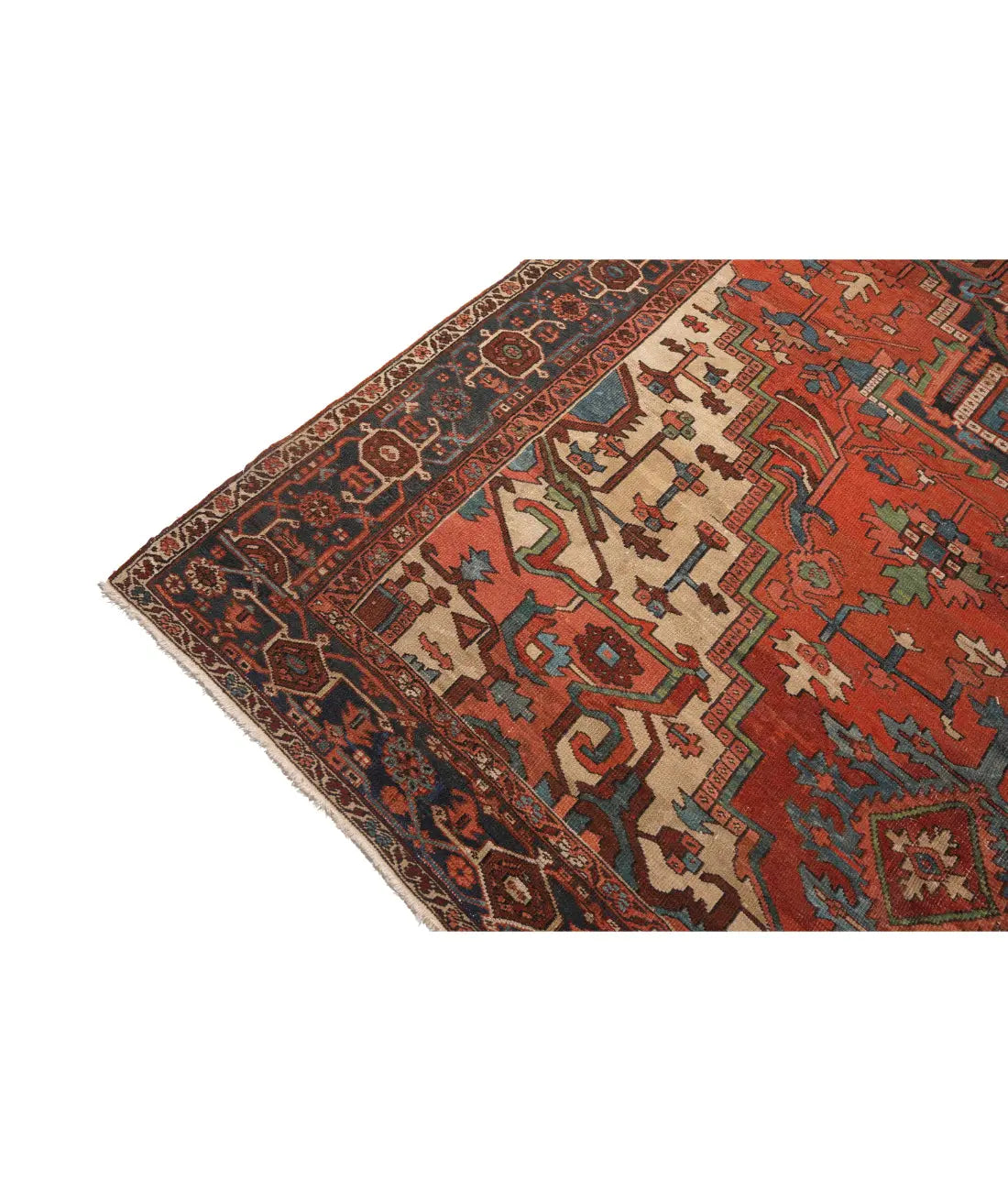 Hand Knotted Antique Masterpiece Persian Heriz Wool Rug - 10'0'' x 14'5'' Arteverk Arteverk Rugs