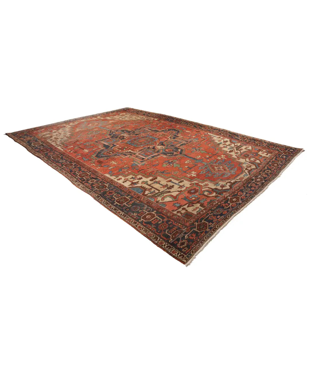 Hand Knotted Antique Masterpiece Persian Heriz Wool Rug - 10'0'' x 14'5'' Arteverk Arteverk Rugs