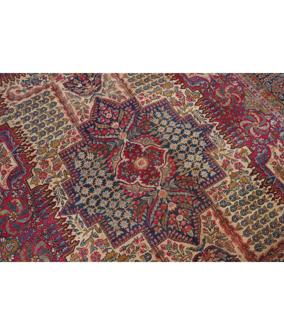 Hand Knotted Antique Masterpiece Persian Kerman Wool Rug - 8'11'' x 11'7'' Arteverk Arteverk Rugs