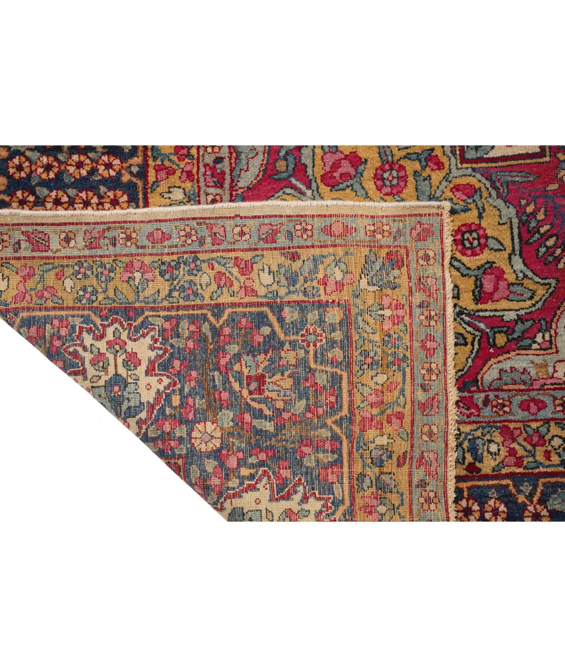 Hand Knotted Antique Masterpiece Persian Kerman Wool Rug - 8'11'' x 11'7'' Arteverk Arteverk Rugs