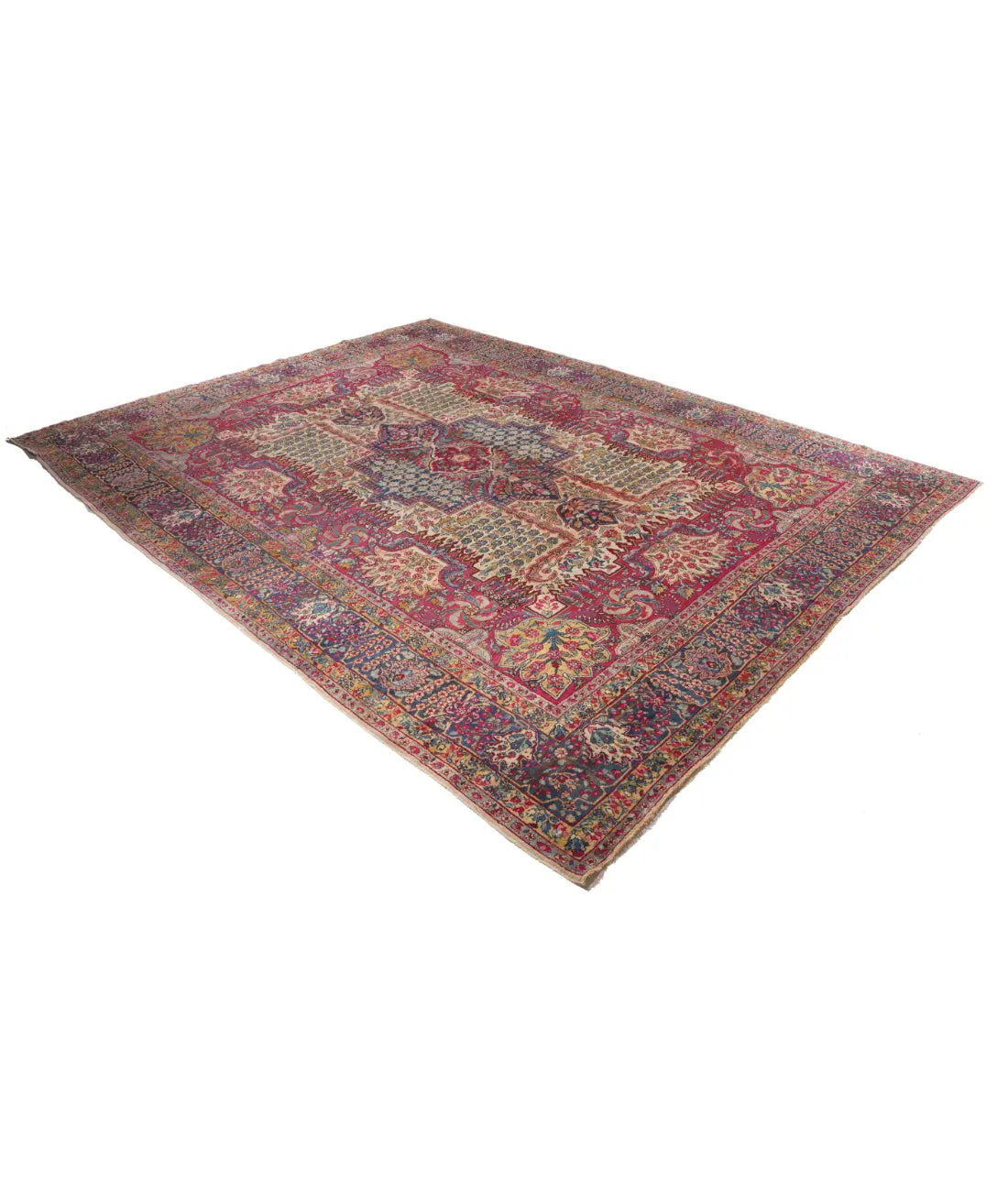 Hand Knotted Antique Masterpiece Persian Kerman Wool Rug - 8'11'' x 11'7'' Arteverk Arteverk Rugs