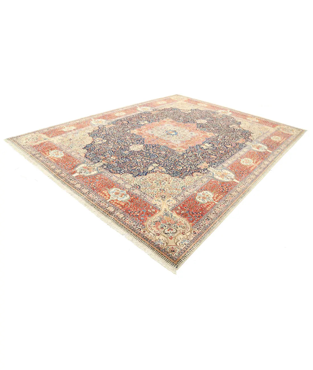 Hand Knotted Antique Masterpiece Persian Tabriz Fine Wool Rug - 10'4'' x 13'8'' - Arteverk Rugs Area rug