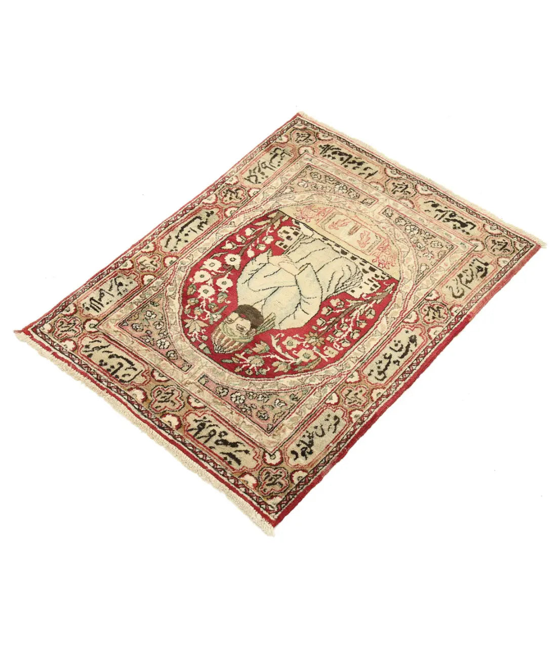 Hand Knotted Antique Masterpiece Persian Tabriz Fine Wool Rug - 2'0'' x 2'9'' - Arteverk Rugs Area rug