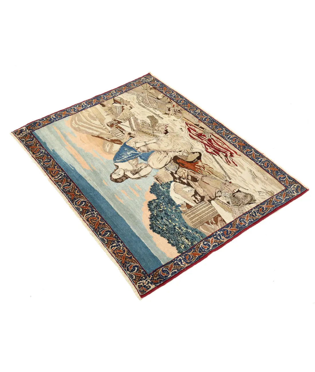 Hand Knotted Antique Masterpiece Oriental Tabriz Fine Wool Rug - 3'8'' x 2'10''