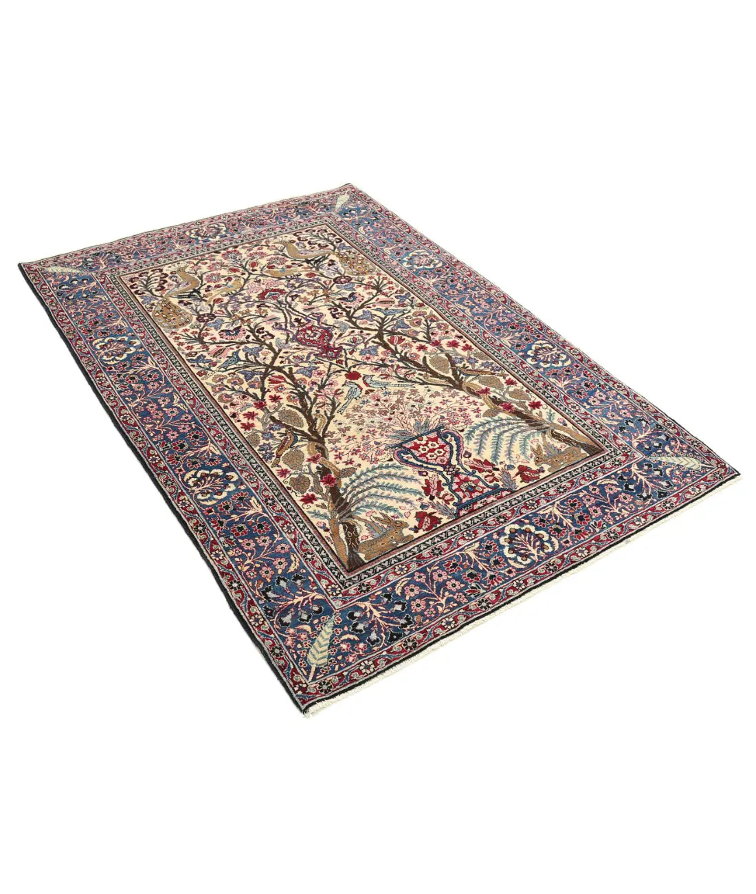 Hand Knotted Antique Masterpiece Persian Tabriz Fine Wool Rug - 4'2'' x 6'1'' - Arteverk Rugs Area rug