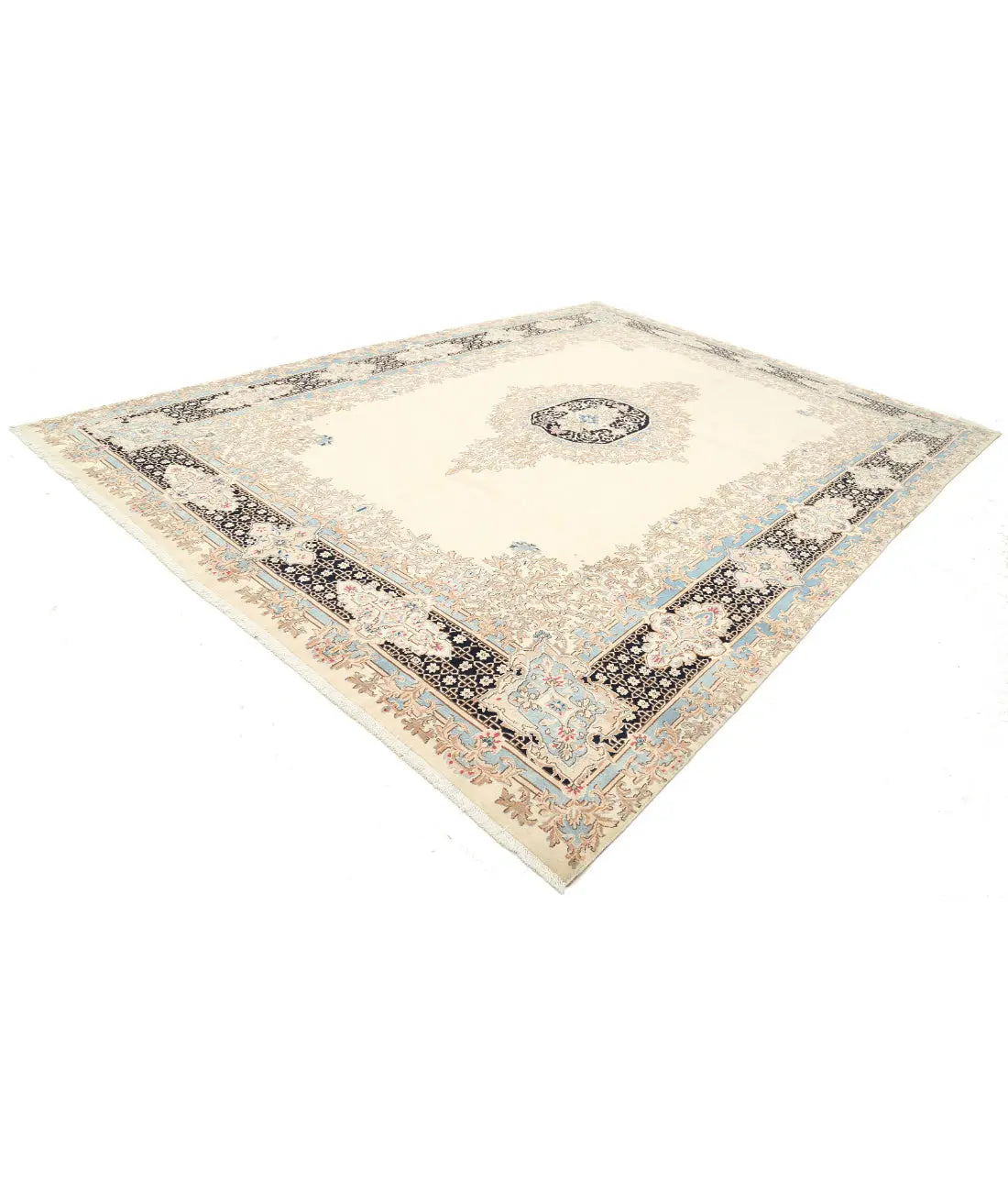 Hand Knotted Antique Persian Kerman Wool Rug - 9'11'' x 13'8'' - Arteverk Rugs Area rug