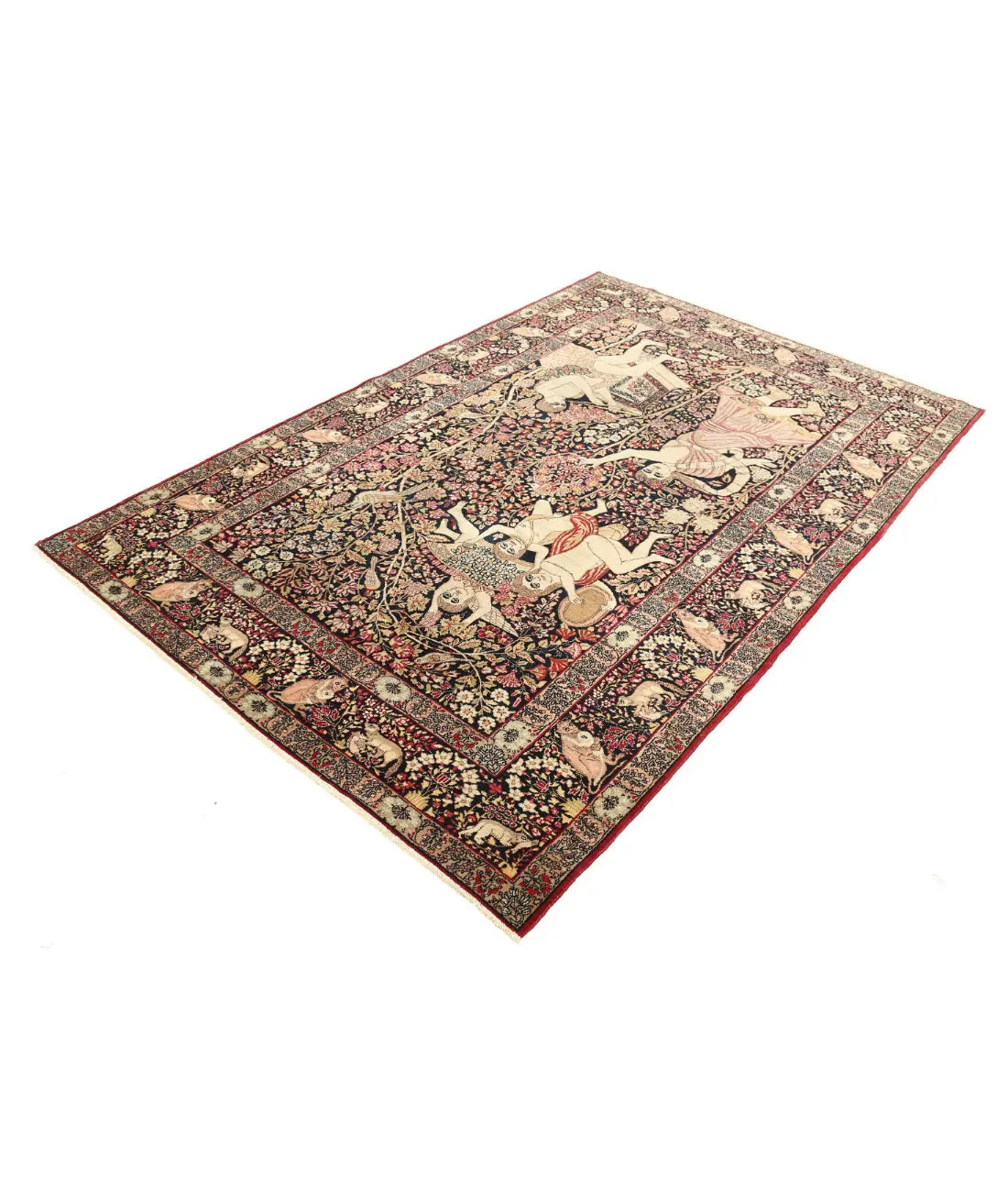 Hand Knotted Antique Persian Laver Kerman Wool Rug - 4'10'' x 7'5'' - Arteverk Rugs Area rug