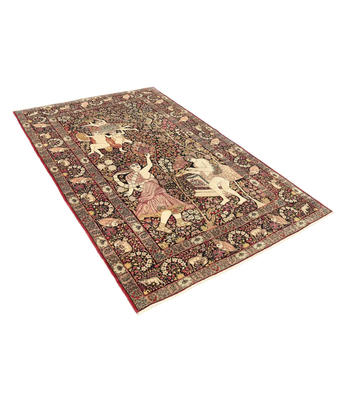 Hand Knotted Antique Persian Laver Kerman Wool Rug - 4'10'' x 7'5'' - Arteverk Rugs Area rug