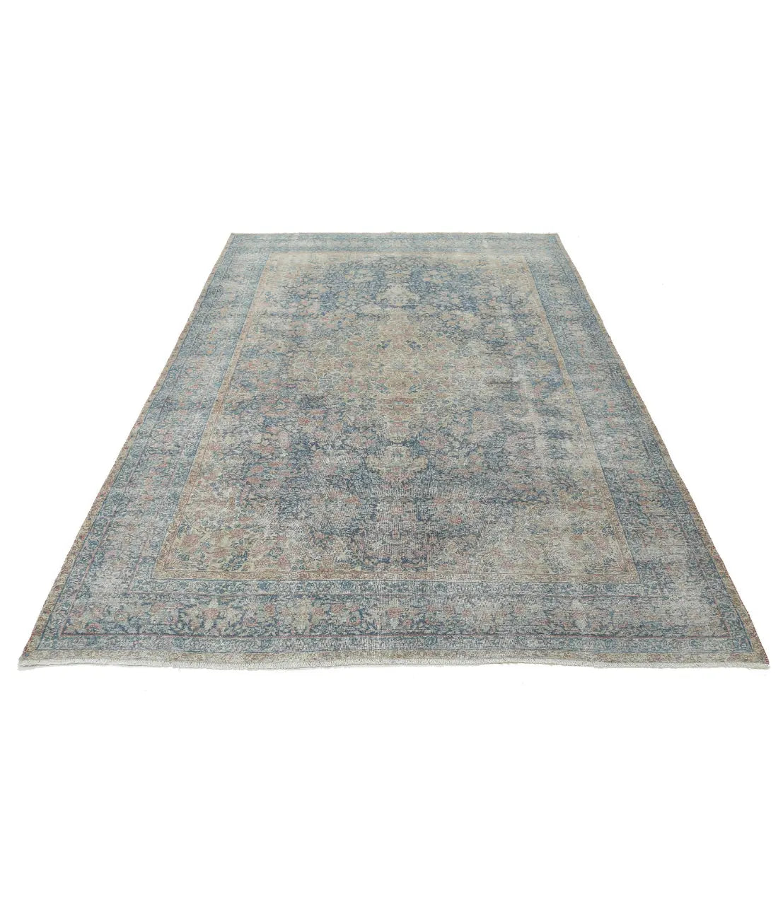 Hand Knotted Antique Persian Laver Kerman Wool Rug - 6'11'' x 8'10'' - Arteverk Rugs Area rug