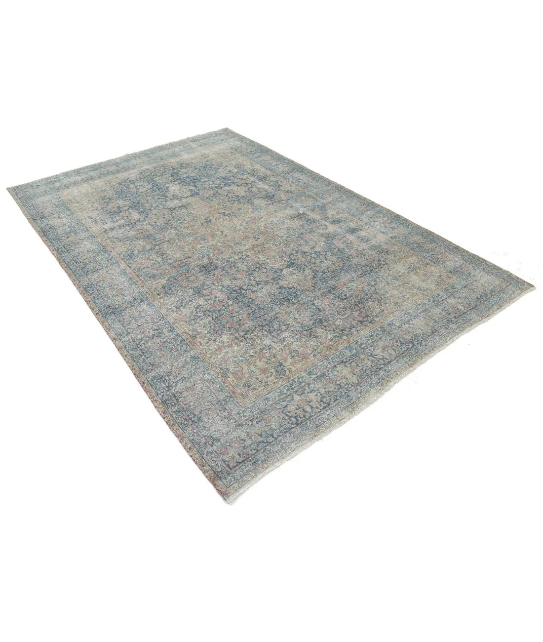 Hand Knotted Antique Persian Laver Kerman Wool Rug - 6'11'' x 8'10'' - Arteverk Rugs Area rug