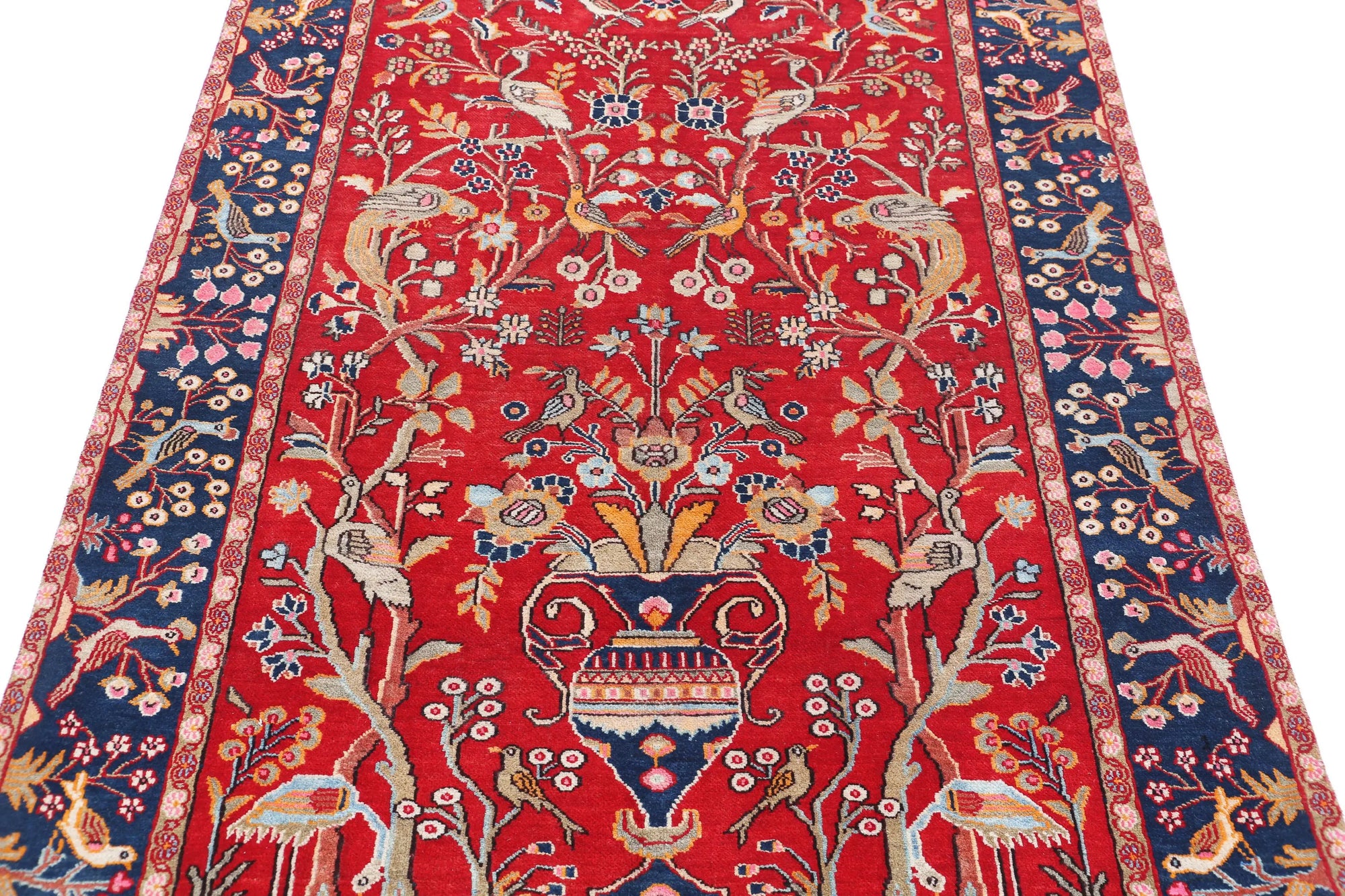 Hand Knotted Antique Oriental Sarouk Wool Rug - 4'2'' x 6'2''