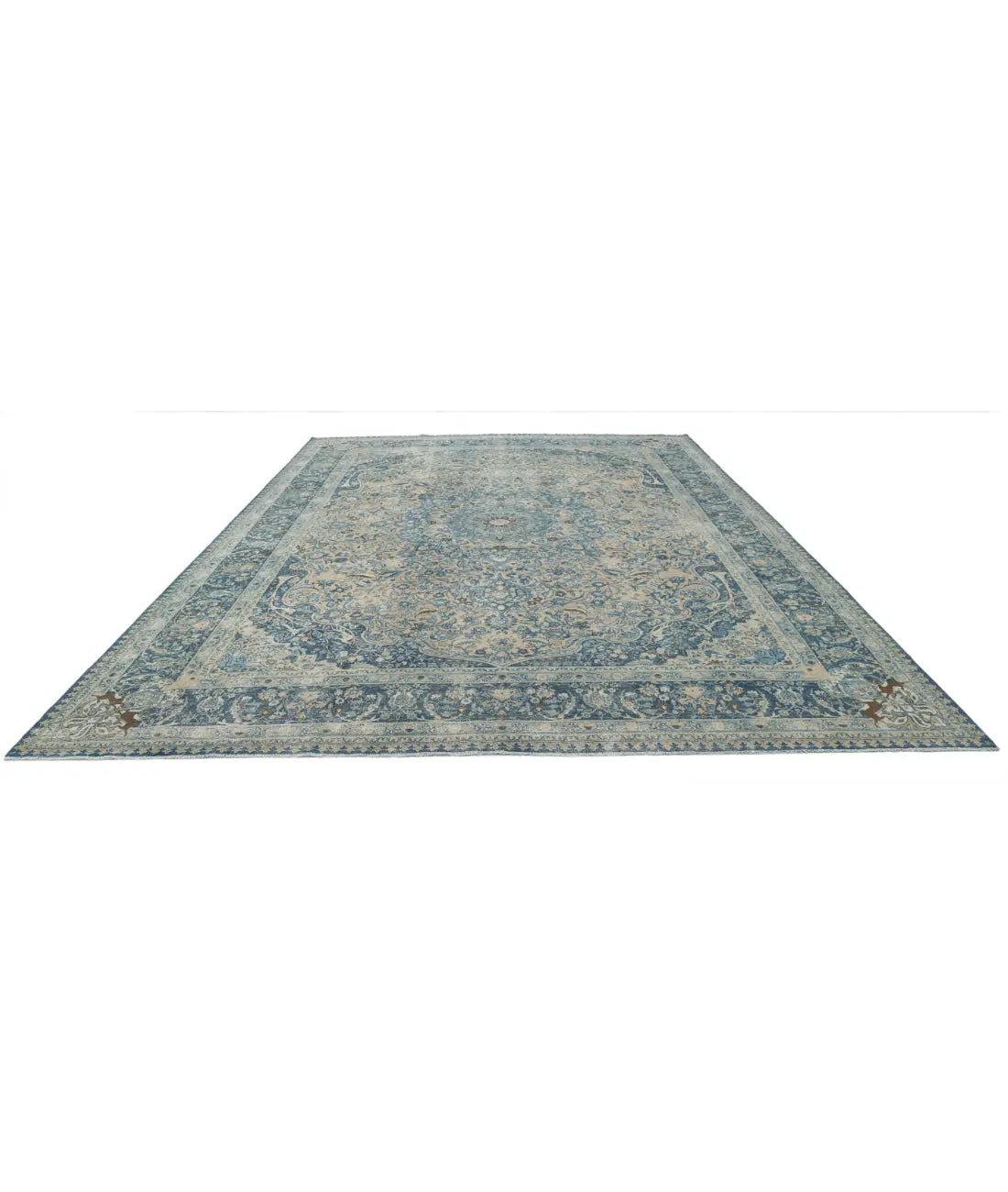 Hand Knotted Antique Persian Tabriz Wool Rug - 11'1'' x 14'9'' - Arteverk Rugs Area rug