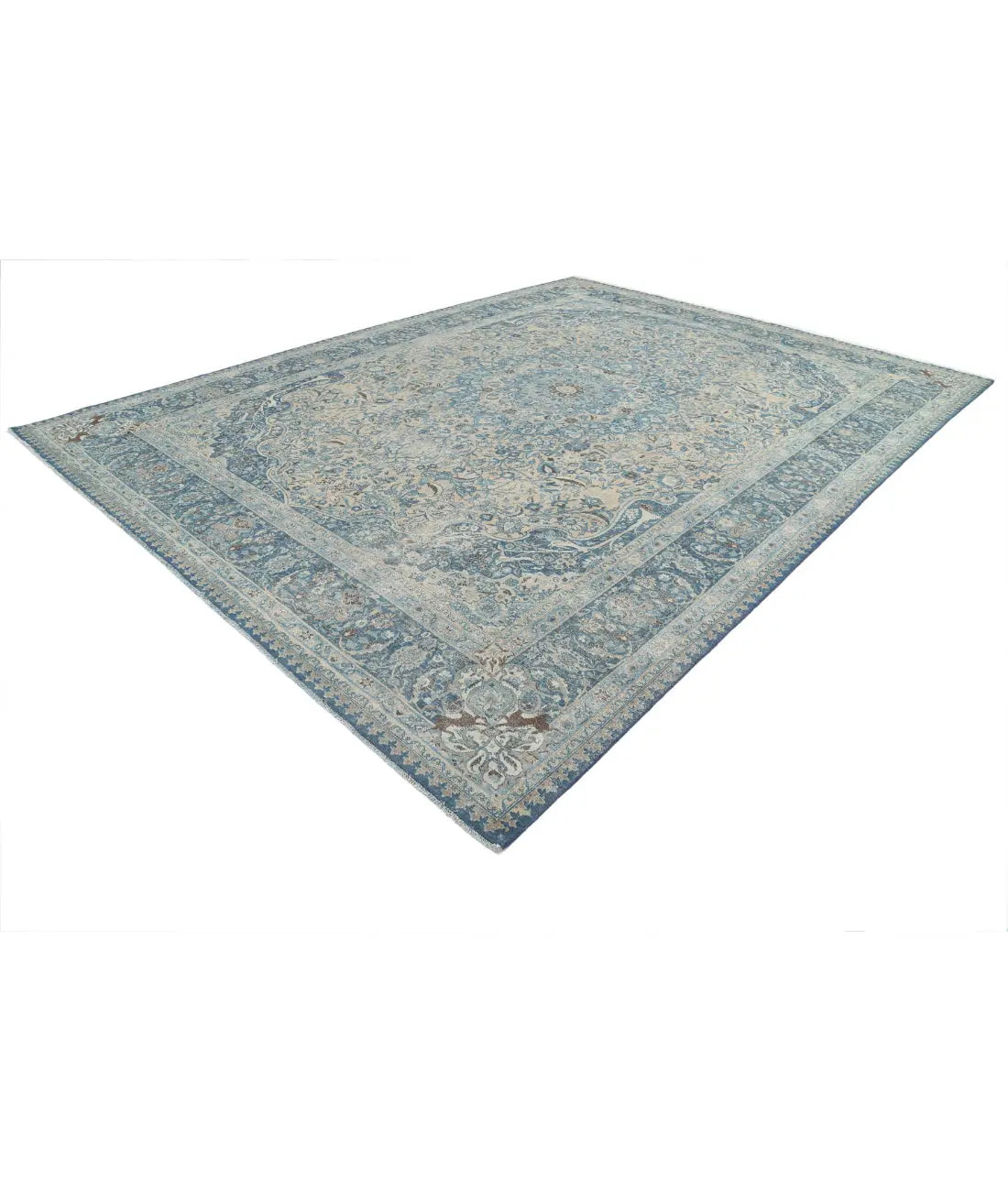 Hand Knotted Antique Persian Tabriz Wool Rug - 11'1'' x 14'9'' - Arteverk Rugs Area rug