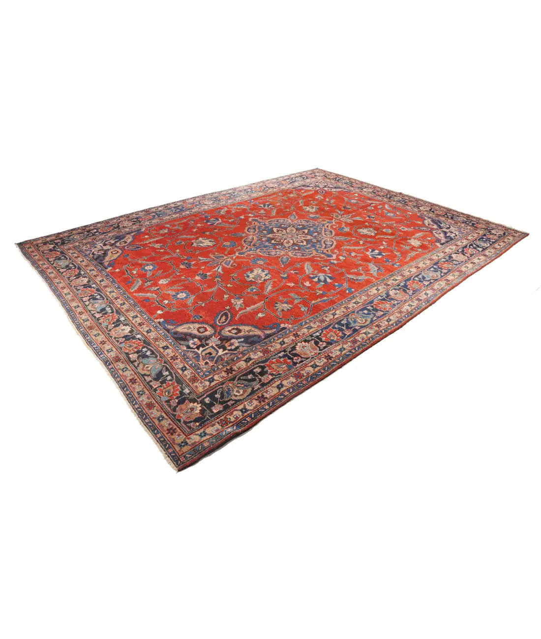 Hand Knotted Antique Persian Tabriz Wool Rug - 9'0'' x 12'3'' Arteverk Arteverk Rugs