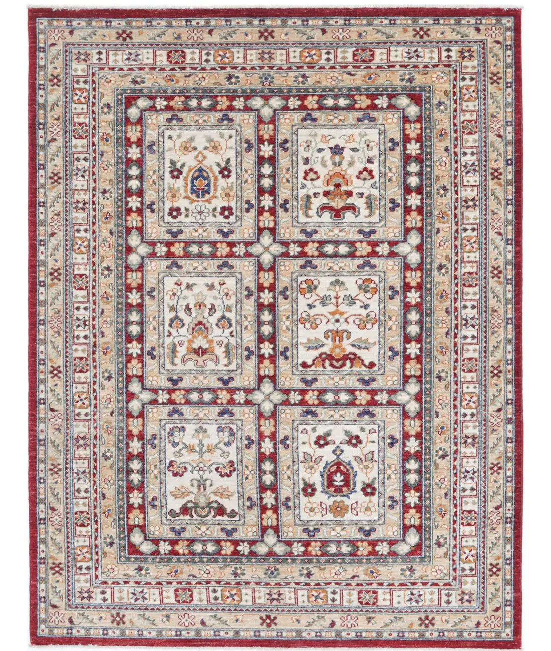 Hand Knotted Bakhtiari Wool Rug - 4'10'' x 6'5''