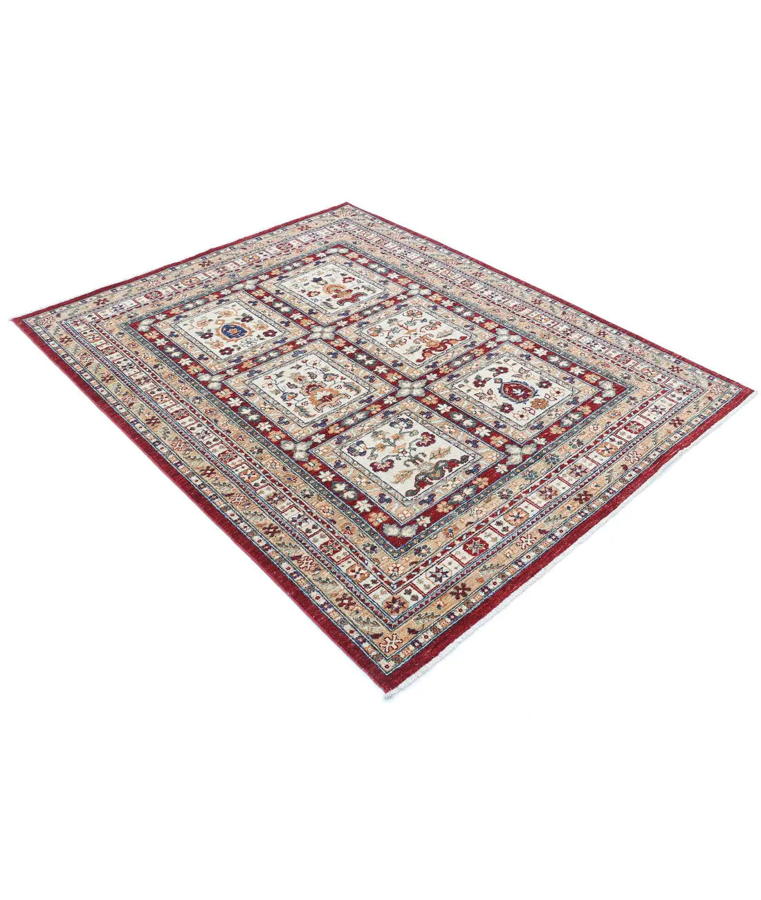 Tapis en laine Bakhtiari noué à la main - 4'11'' x 6'1''