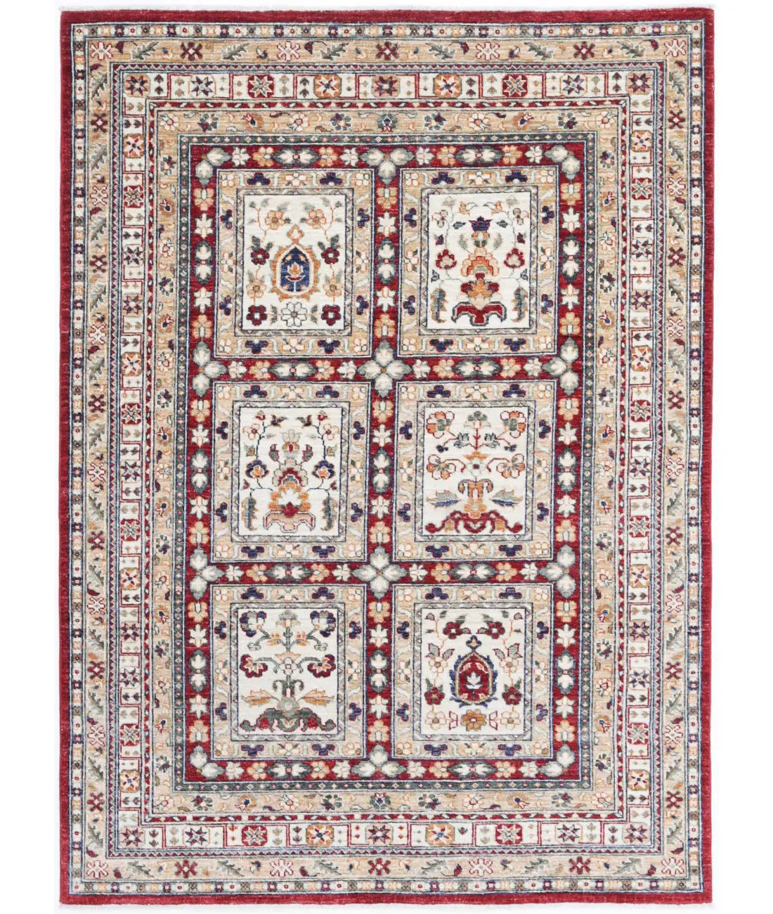 Hand Knotted Bakhtiari Wool Rug - 4'5'' x 6'2''