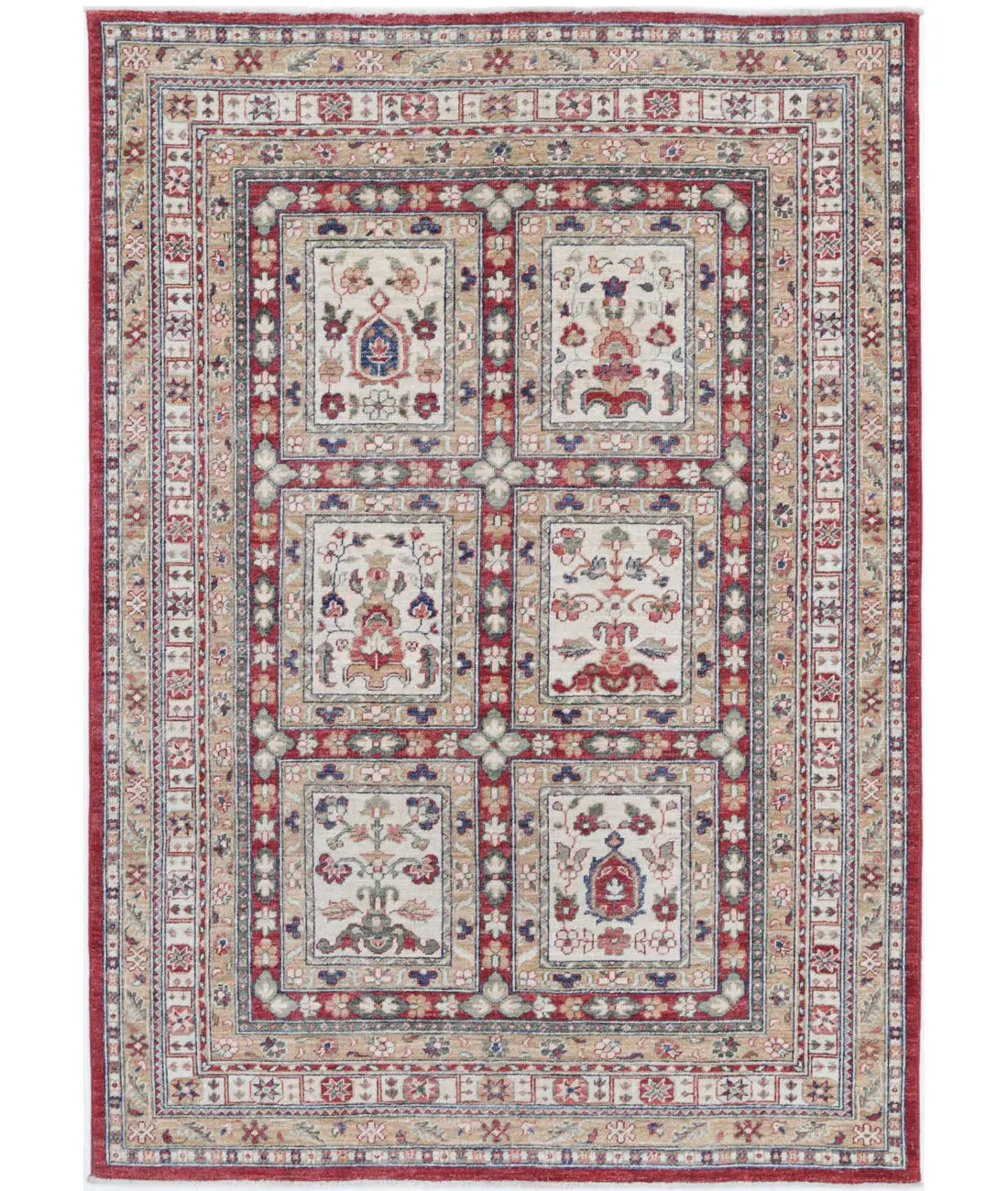 Hand Knotted Bakhtiari Wool Rug - 4&#39;7&#39;&#39; x 6&#39;5&#39;&#39;