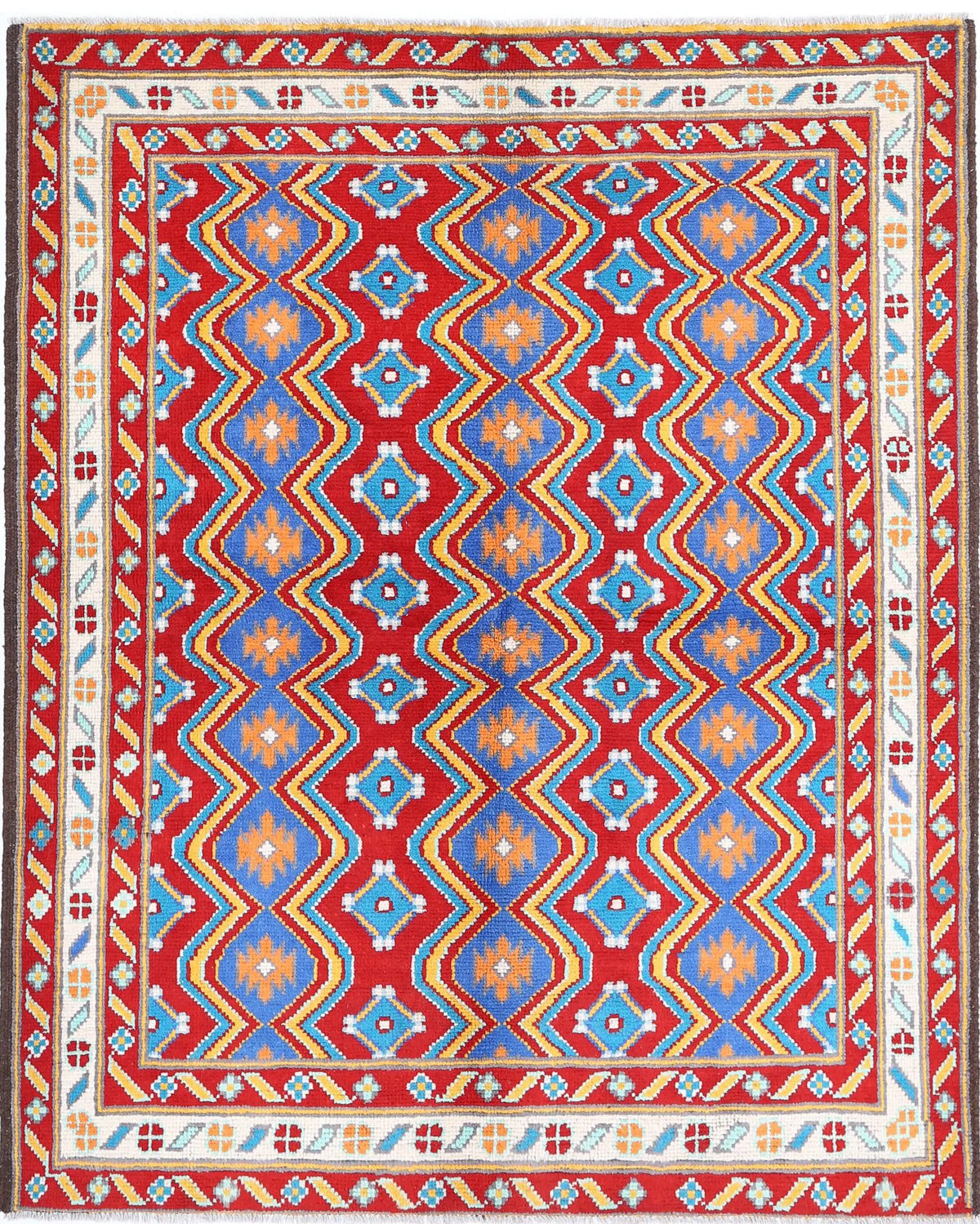 Hand Knotted Baluch Revival Wool Rug - 5&#39;0&#39;&#39; x 6&#39;4&#39;&#39;