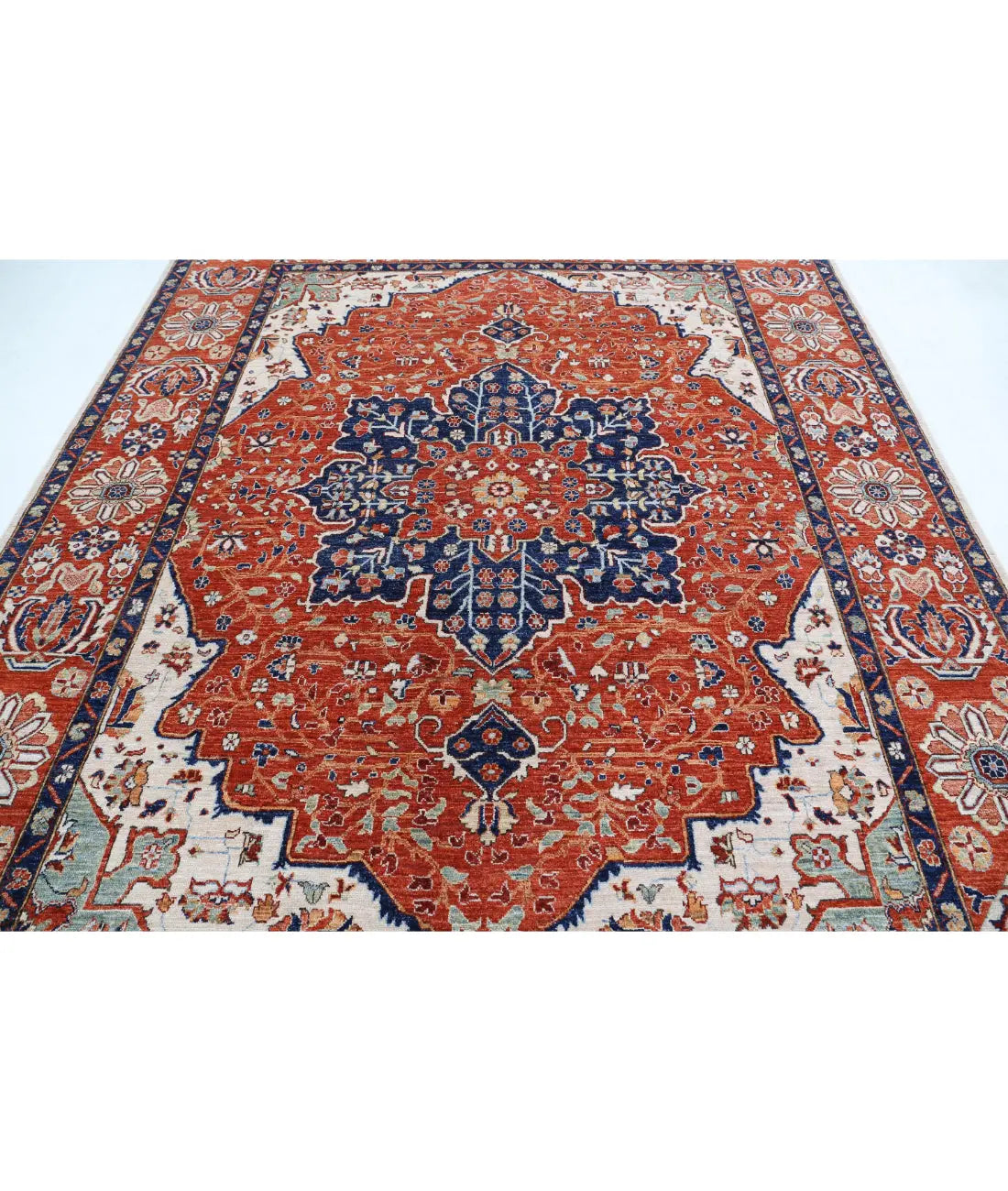 Hand Knotted Fine Heriz Wool Rug - 8'0'' x 9'11''