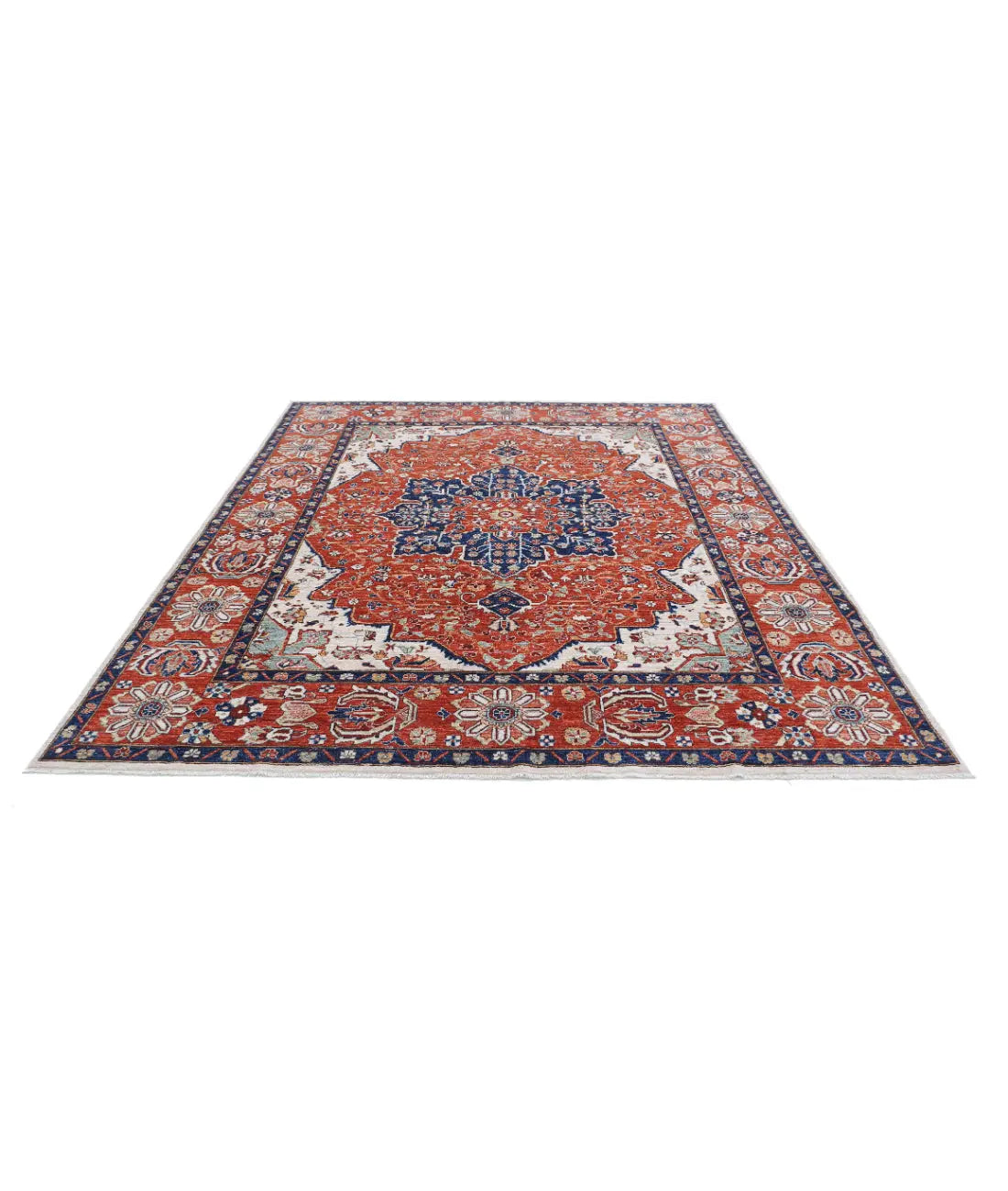 Hand Knotted Fine Heriz Wool Rug - 8'0'' x 9'11''