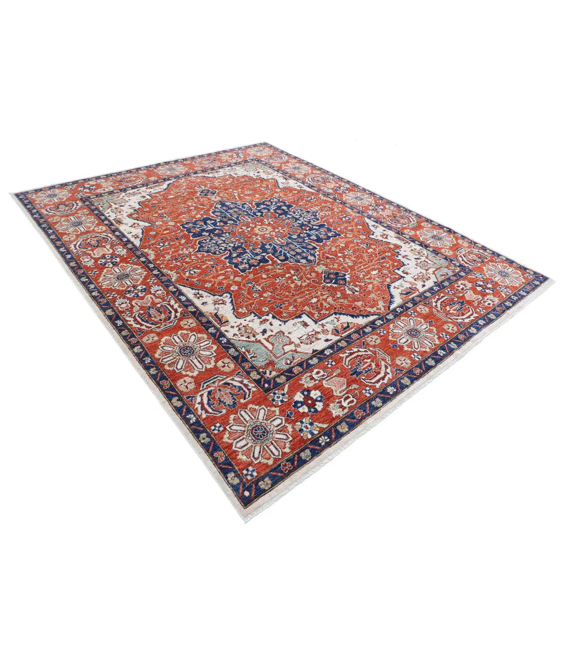 Hand Knotted Fine Heriz Wool Rug - 8'0'' x 9'11''