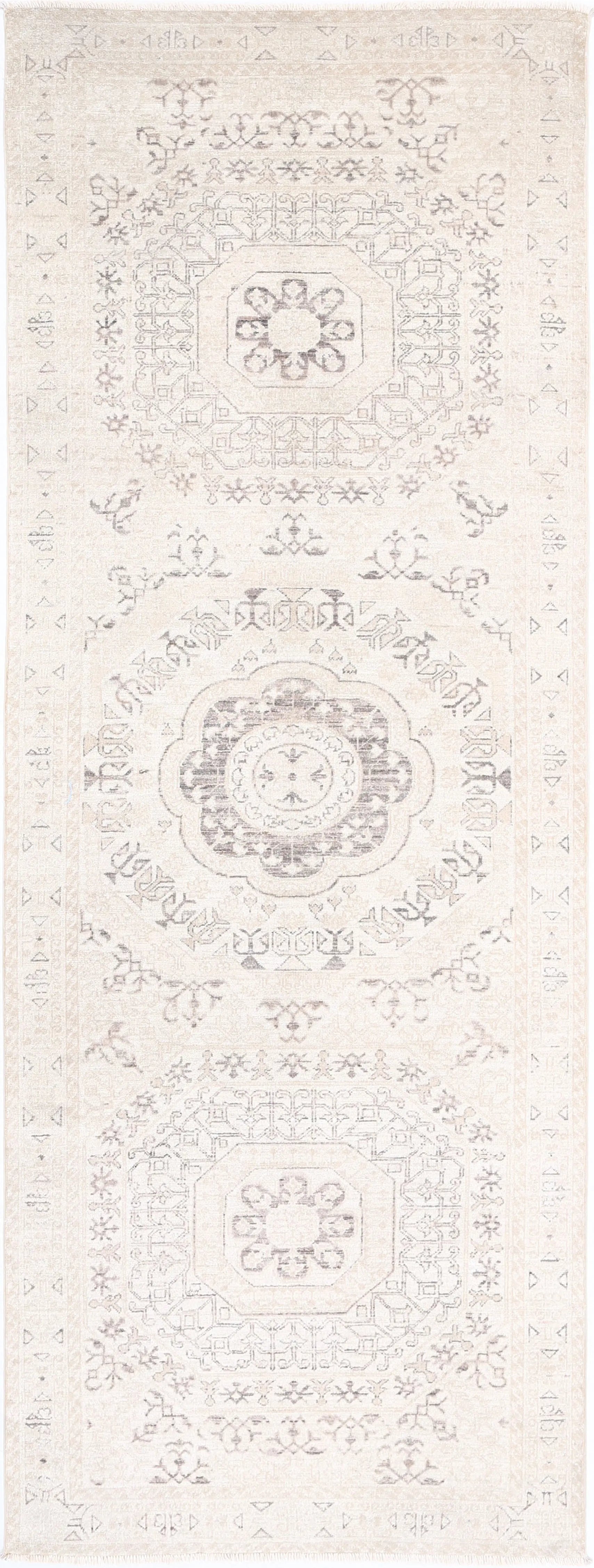 Hand Knotted Fine Mamluk Wool Rug - 3'5'' x 9'5'' Arteverk Arteverk Rugs