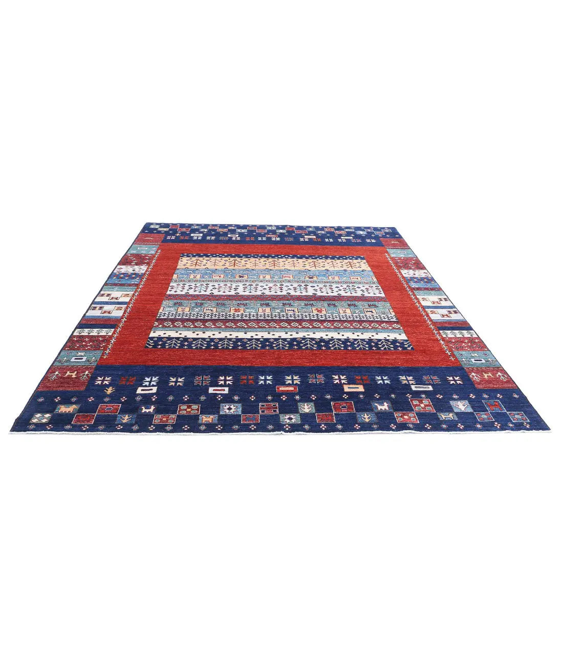 Hand Knotted Gabbeh Wool Rug - 8'2'' x 9'9'' - Arteverk Rugs Area rug