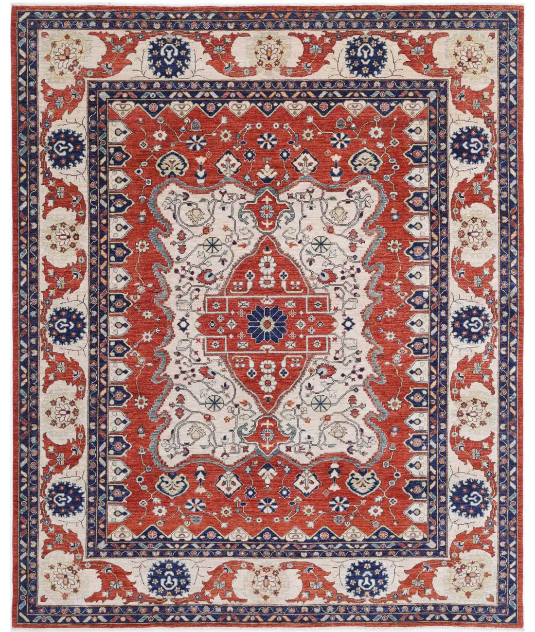 Hand Knotted Heriz Wool Rug - 8&#39;0&#39;&#39; x 9&#39;10&#39;&#39; - Arteverk Rugs Area rug