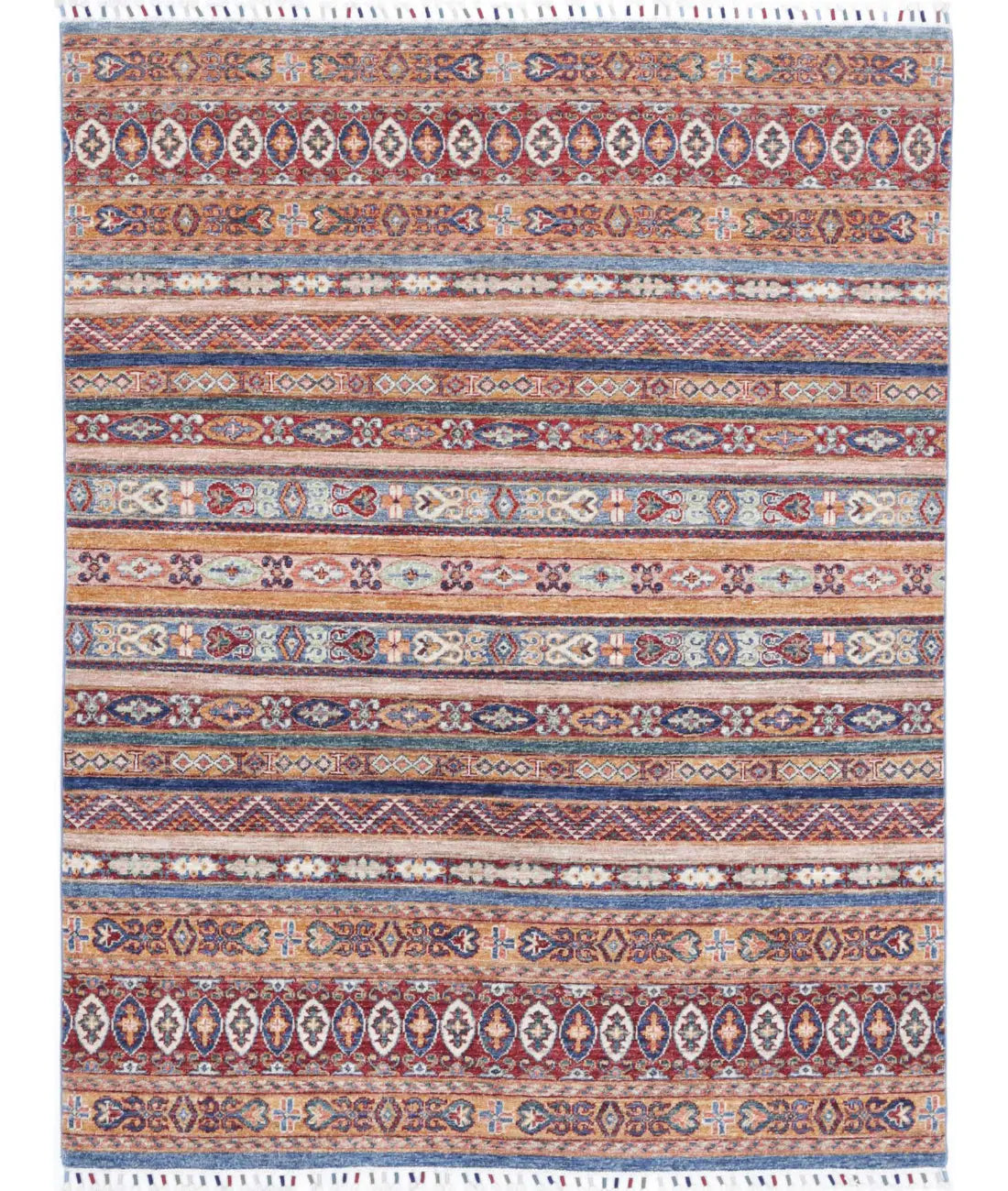 Hand Knotted Khurjeen Wool Rug - 4&#39;10&#39;&#39; x 6&#39;2&#39;&#39;