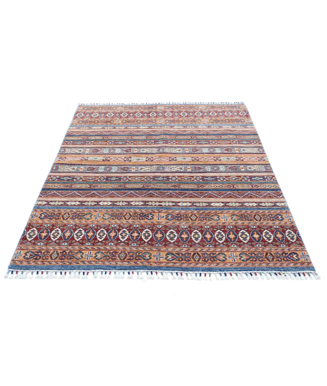 Hand Knotted Khurjeen Wool Rug - 4'10'' x 6'2''