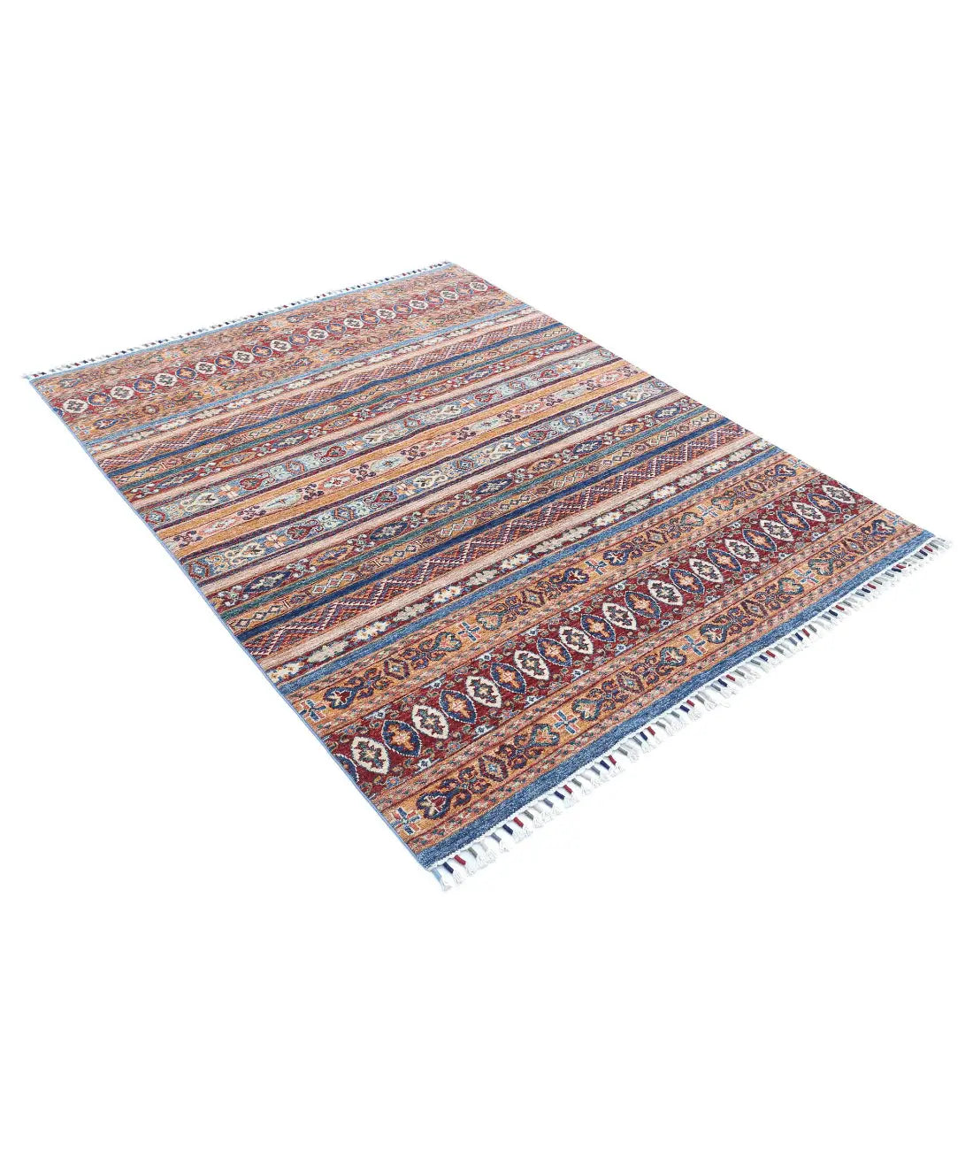 Hand Knotted Khurjeen Wool Rug - 4'10'' x 6'2''